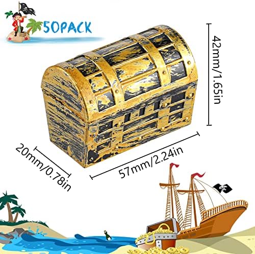 32 Piece Mini Pirate Treasure Chests with Gold Finish