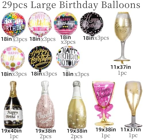 Glamorous Happy Birthday Foil Balloons Set