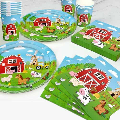 150 Pcs Farm Animal Birthday Party Decorations Set