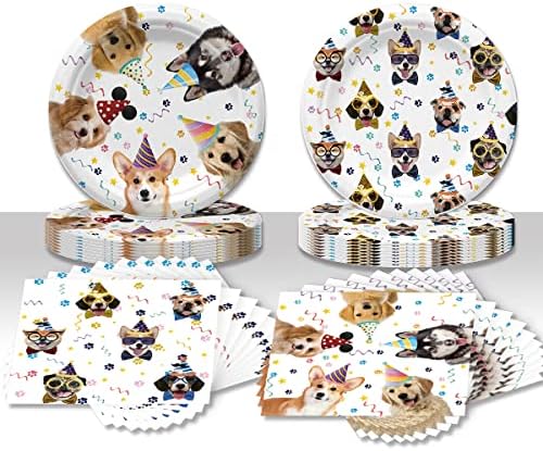 Dog Party Plates and Napkins Set 20 PCS