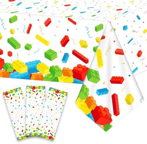 3 Pcs Building Blocks Tablecloth 105 x 54 Inches