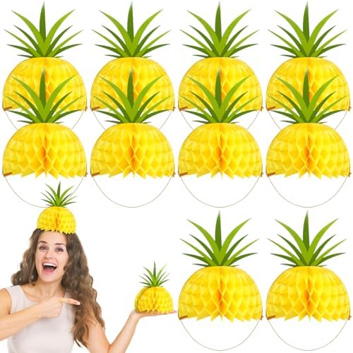 Spiareal 12 Pcs 6 Inch Pineapple Party Hat for Summer Beach Birthday