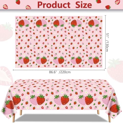 4 Pack Strawberry Birthday Tablecloths 51x86 in