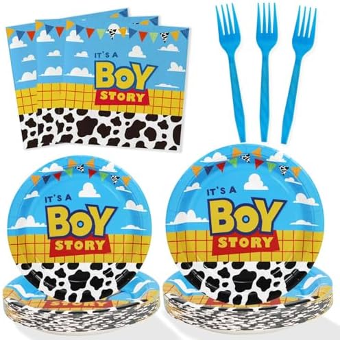 Boy Story Baby Shower Decorations Plates Set 25 Guests