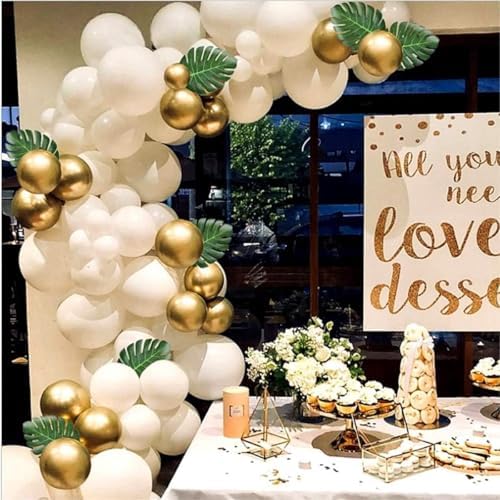 108pcs White Gold Balloon Arch Kit for Party Decorations