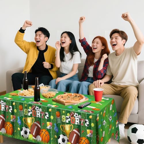 4 Pack Sports Theme Tablecloths for Boys Birthday Party