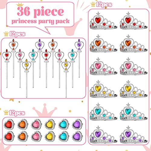 Yinder Princess Party Favor Set with Crown Tiara Wands and Bags