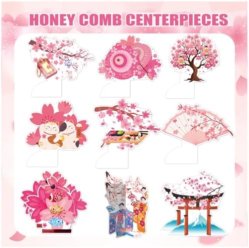 Cherry Blossom Honeycomb Centerpieces 9PCS for Party Decorations