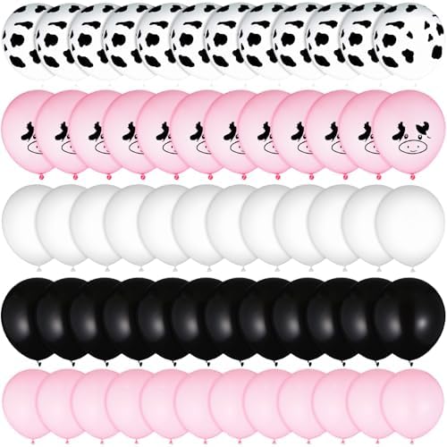 Sumind 100 Pcs 12 Inch Pink Cow Print Balloons