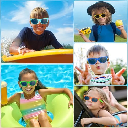 Kids Neon Sunglasses Bulk - 48 Pieces Summer Beach Party Glasses