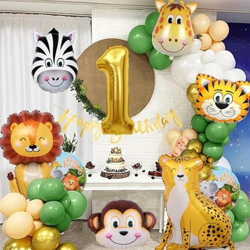 21PCS Jungle Safari Animal Balloons for Kids Party Decor
