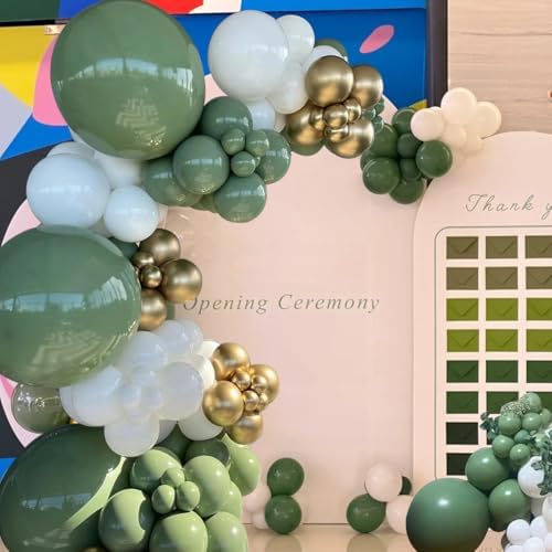 Green White Gold Balloon Arch Kit for Weddings and Events