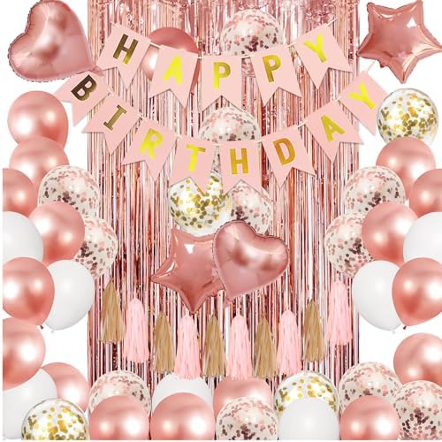 Amandir Rose Gold Birthday Decorations Kit for Women