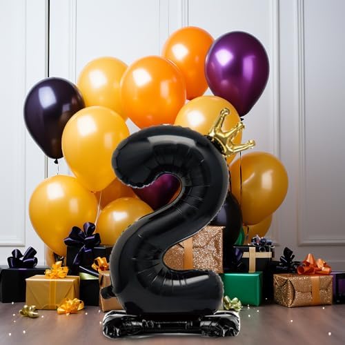 42 Inch Black Number 1 Balloon with Crown