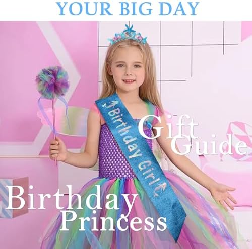 SuPoo Mermaid Tiara and Sash Birthday Headband Set