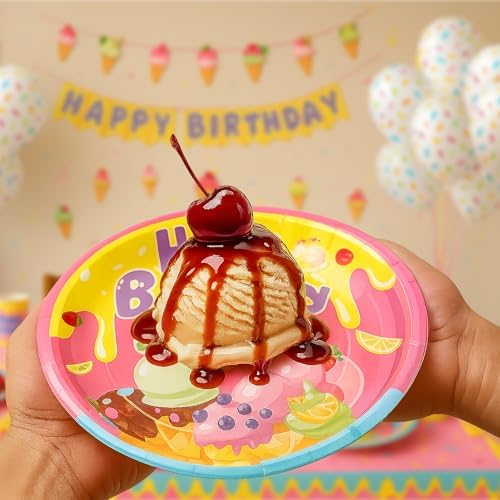 Ice Cream Plates Napkins 100PCS Birthday Party Supplies