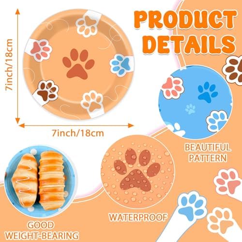 48Pcs Blue Dog Birthday Plates for Kids Party Decorations