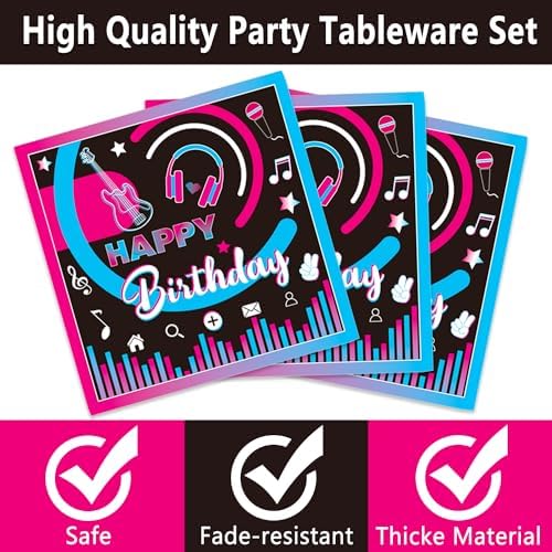 Qiyanpax 168Pcs Music Party Tableware Set for 24 Guests