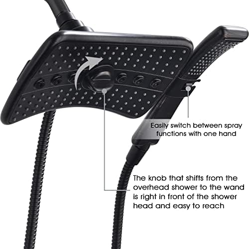 BRIGHT SHOWERS Dual Shower Head Combo Set with Handheld and Grab Bar