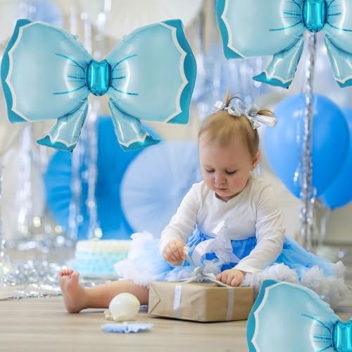 4 Piece Blue Bow Balloon Decorations for Parties