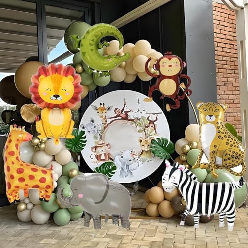Safari Balloons Set with Animals for Birthday Party Decor