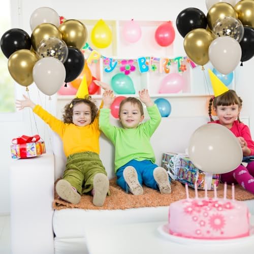 60pcs Black Gold White Balloons Party Decorations