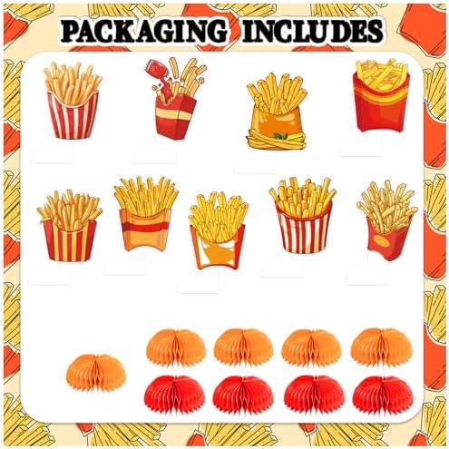 9PCS French Fries Honeycomb Centerpieces Party Decorations