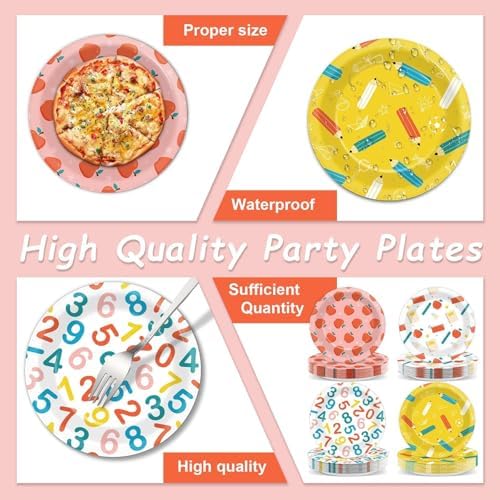 48Pcs Back to School Paper Plates with Apple Pencil Designs