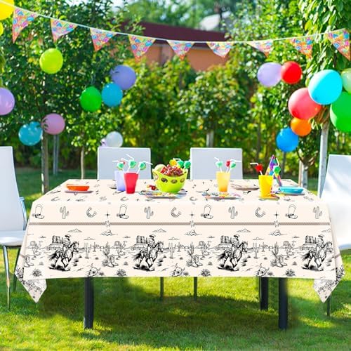 3Pcs Western Party Tablecloth for Cowboy Birthday Decor