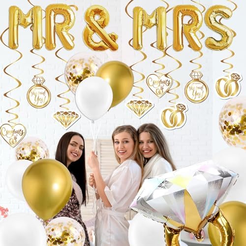Gold Engagement Party Decorations 90pcs Set