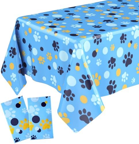 2 Pack Blue Dog Paw Print Tablecloth 54x108 Inch