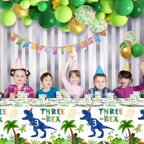 194pcs Dinosaur 3rd Birthday Party Set Plates Cups Napkins Tableware