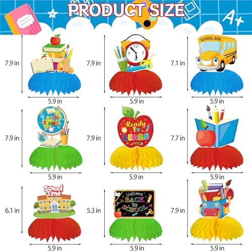 9Pcs Back to School Honeycomb Centerpieces