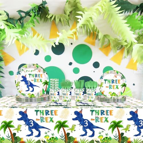 194pcs Dinosaur 3rd Birthday Party Set Plates Cups Napkins Tableware