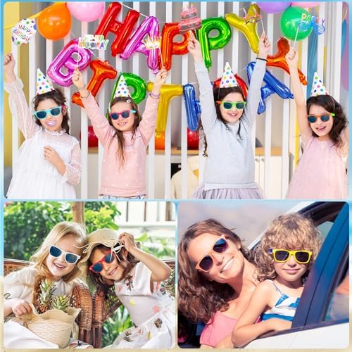 Kids Neon Sunglasses Bulk - 48 Pieces Summer Beach Party Glasses