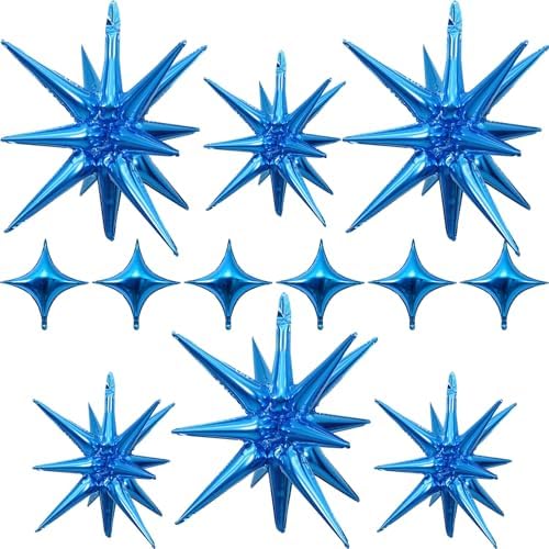 Blue Star Balloons 12 Pack for Birthday Party Decor