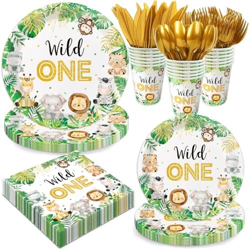 Jungle Safari Baby Shower Tableware Set for 24 Guests