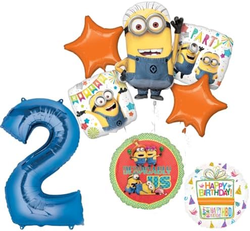 Anagram Minions 2nd Birthday Foil Balloons 8 pc