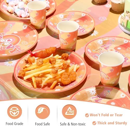 Geyee 173 Pcs Groovy Party Supplies Serves 24