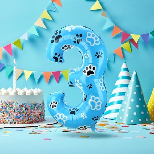 Hungdao 40 Inch Blue Dog Paw Number Balloon
