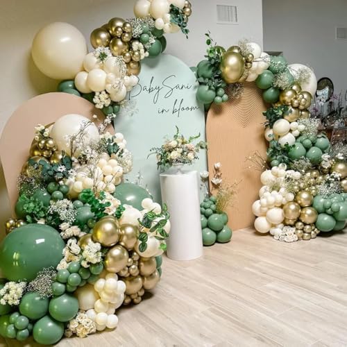 Green White Gold Balloon Arch Kit for Weddings and Events