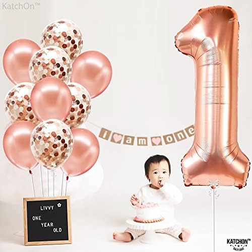 KatchOn Rose Gold 1 Balloon Banner Pack of 12