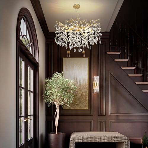 Modern Gold Crystal Chandelier with 10 Lights 30 Inch