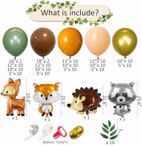 Woodland Animals Balloon Garland Kit 148pcs