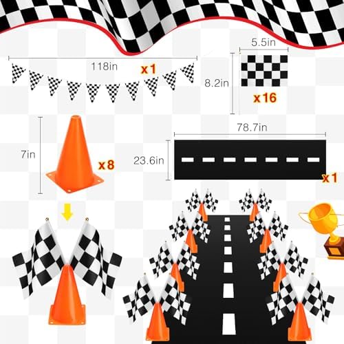Lunmon 159 Pcs Race Car Party Decorations Set