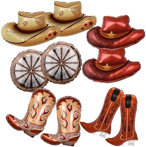 Cowboy Hat Boots Balloons Decor Kit for Birthday Parties