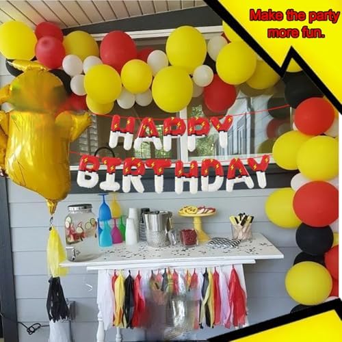 Red and White Cartoon Birthday Foil Balloons