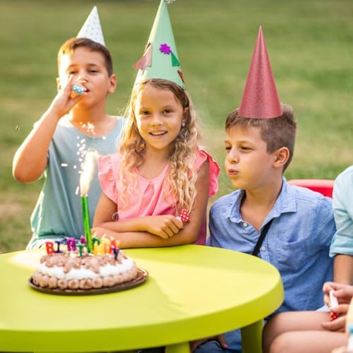 NUOBESTY 12pc Glitter Cone Party Hats with Ribbons