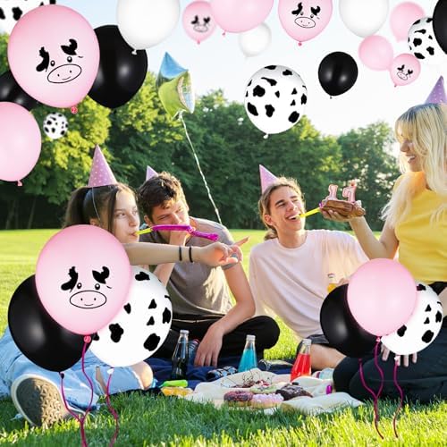 Sumind 100 Pcs 12 Inch Pink Cow Print Balloons