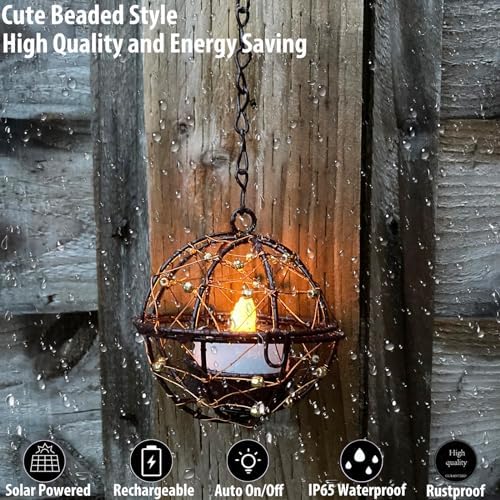 Outdoor Solar Hanging Lanterns 4 Pack Waterproof